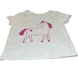 Cat & Jack Unicorn Graphic Tee Toddler Girls 5T Gray Glitter Star